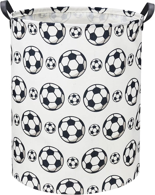 Kids Laundry Basket Soccer Hamper for Nursery Hamper Cute Kids Storage Bin Organizer Room Decor for Home(Black soccer)