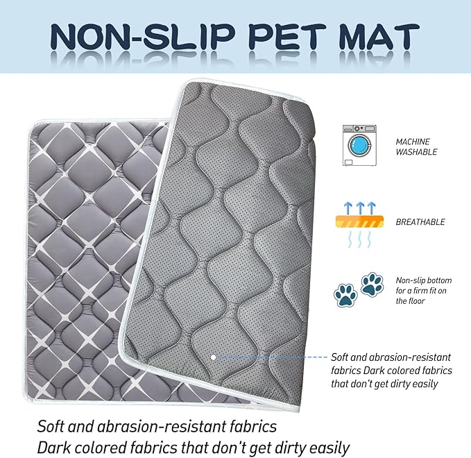 Bubble bear Dog Crate Mat - Ultra Soft, Washable & Anti-Slip Kennel Pad for Small/Medium/Large Dogs, Dark-Hued to Hide Stains (42"x28")