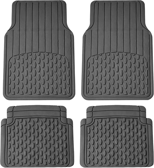 FH Group Automotive Floor Mats - Heavy-Duty Rubber Floor Mats for Cars, Universal Fit Full Set, ClimaProof Floor Mats, Trimmable Floor Mats For Most Sedan, SUV, Truck Floor Mats Gray