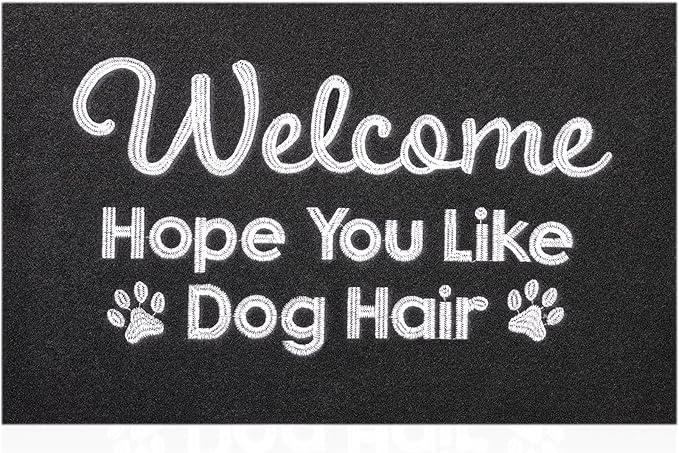 Indoor Doormat, Dog Hair Mat Standard Welcome Front Door Entryway Mats, Funny Door Mat, Durable Non Slip Rubber Dirt Entrance Mats, Funny Black 36" x 24"