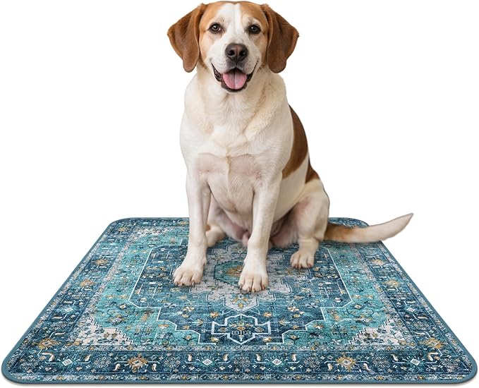 Lahome Super Absorbent Washable Pee Pads for Dogs - Secure Floor Protection - Non-Slip, Leakproof Reusable Pads for Training, Crates & Playpens (2 Pack, 36"x36", Blue)