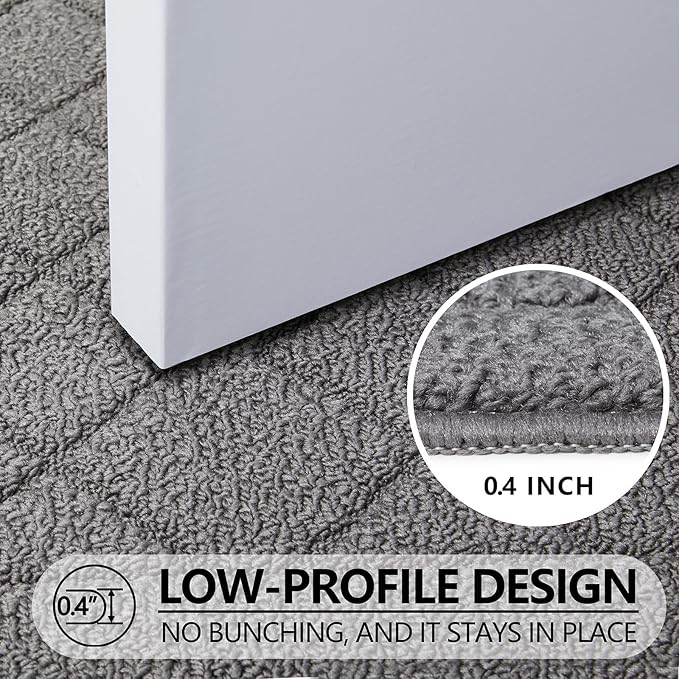 REFETONE Indoor Doormat, Front Back Door Mat 36"x60" Rubber Backing Non Slip Mats, Absorbent Washable Entrance Doormat for Entryway, Resist Dirt Low-Profile Inside Floor Mat for Muddy Shoes Light Grey