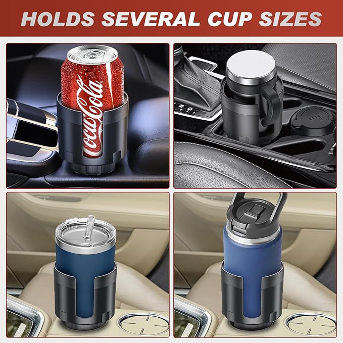 Frokom Cup Holder Expander for Car,Upgraded Car Cup Holder Expander Adapter with Offset Adjustable Base, Fit Most Large Bottles and Mugs-Yeti Ramblers 14/24/36/46oz, Hydro Flasks 32/40oz