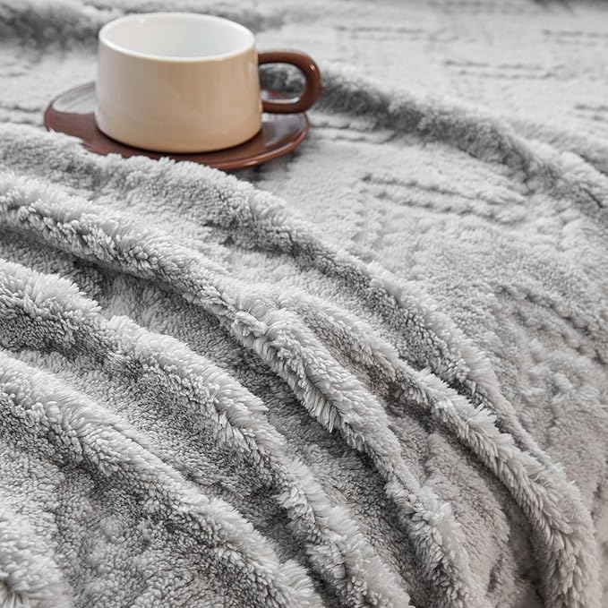 Sherpa Fleece Couch Cover for 3 Cushion Sofa, Grey, 71" x 134" - Pet Proof Sofa Covers Heavy Duty Scratch Resistant Pet Friendly Furniture Cover - Easy Install, Machine Washable