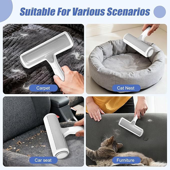 Pet Hair Remover Furniture, Reusable Lint Roller for Pet Hair, Pet Hair Remover Tool for Sofas, Furniture, Carpets, Sofa Beds, and Bedding(White Gray)