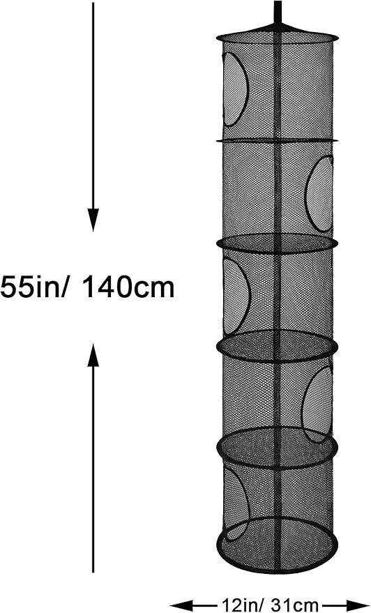 2Pcs Stuffed Animal Storage Foldable Stuffed Animal Net or Hammock Organizer, 5 Compartments Hanging Mesh Toy Storage Hammock for Kid Room Toys, Gloves, Hats, Socks, Black
