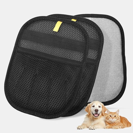 2Pcs Magic Brush Pet Hair Remover, Five-Finger Electrostatic Cat & Dog Hair Removal Gloves for Furniture, Couch, Carpet, Bedding, Reusable Cleaning and Grooming Mitts