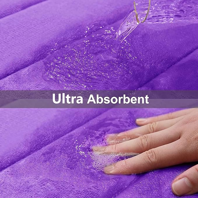 Buganda Memory Foam Bath Mat, 47" x 17", Ultra Soft and Non-Slip Bathroom Rugs, Water Absorbent and Machine Washable Bath Rug Runner for Bathroom, Shower, and Tub, Purple