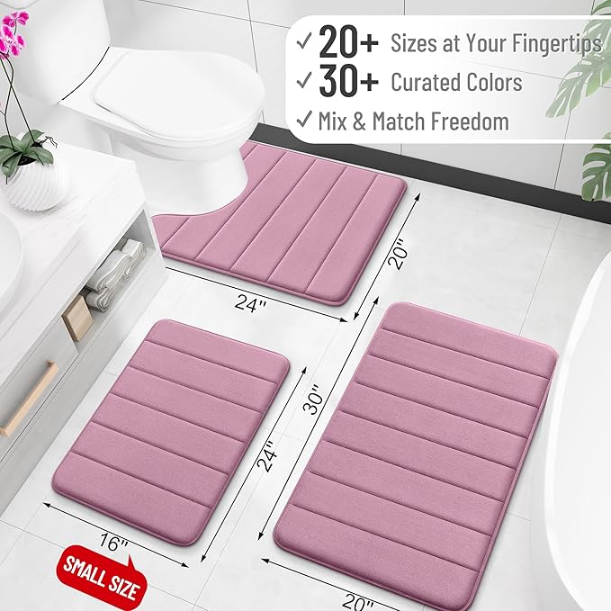 OLANLY Memory Foam Bath Mat 44x32, Super Soft Absorbent Bathroom Rugs, Quick Dry, Machine Washable Shower Floor Rugs, Bathmat Carpet, Bathroom Home Decor Accessories, Deep Plum