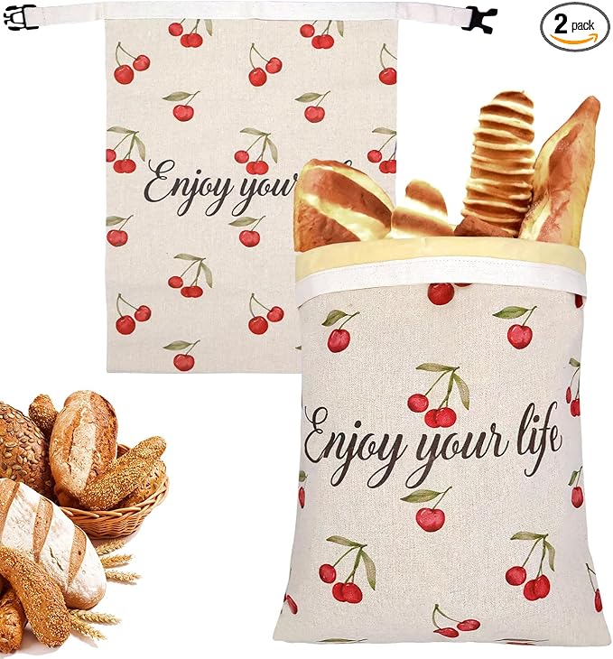 ChefLee Beeswax Bread Bags, 2-Pack Reusable Food Storage for Homemade Bread & Sourdough, Linen Waxed XL Bags Keeps Fresh Longer, Freezer Safe for Baking Loaf