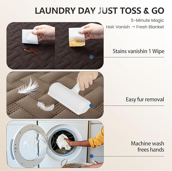 gogobunny 100% Double Sided Waterproof Dog Blanket Soft Pet Bed Cover Reversible Protect Furniture Couch Sofa Car for Puppy Cat (Dark Coffee/Light Coffee, 40x50 Inch (Pack of 1))