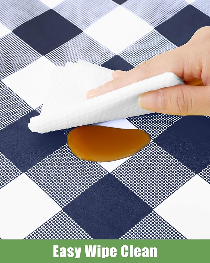 Smiry 20 Packs Gingham Disposable Table Cloth, 54 x 108 Inch Waterproof Plastic Tablecloth, Rectangle Navy and White Checkered Table Covers for Picnic, Birthday, Party