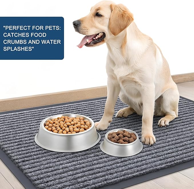 OLANLY Front Door Mat Indoor Outdoor Entrance, 2-Pack 59 x 34 Inch, Waterproof Heavy Duty Doormat, Fade Resistant, Low Profile, Easy Clean Patio Porch Welcome Floor Mats for Entry, Light Gray