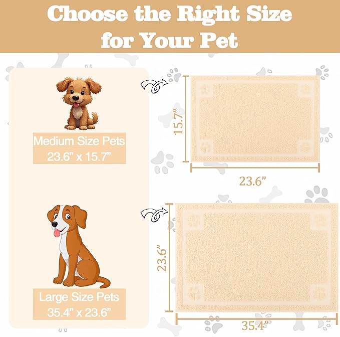 Darkyazi Pet Feeding Mat Large for Dogs and Cats,24"×16" Flexible and Easy to Clean Feeding Mat,Best for Non Slip Waterproof Feeding Mat. (Beige)