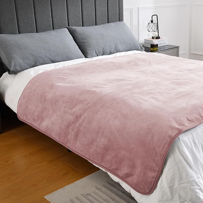 Waterproof Blanket for Bed Couch Sofa, Soft Liquid Pee Proof Pet Blanket for Dog Puppy Cat, Reversible Sherpa Fleece Furniture Protector (Dusty Pink, 60x80 inches)