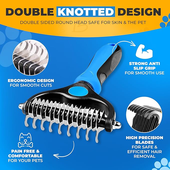 Pet Hair Removal Glove + Hair Brush Set – Dog Grooming Gloves for Shedding, Cat Grooming Brush, Cat Hair Brush – Pet Hair Remover Glove for Dogs & Cats, Dog Shedding Tool for All Coats