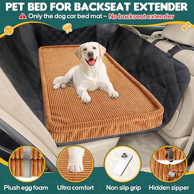 Dog Car Bed, Non-Slip Backseat Extender Pet Mat, Removable Washable Dog Bed for SUVs, Sedans & Trucks, Anti-Slip Travel Bed for Dogs, Easy Clean & Scratch-Proof & Comfort (Medium (50"L×24.6"W×2"H))
