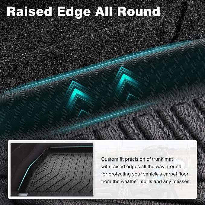 Mixsuper Custom Fit Cargo Liner for Chrysler Pacifica 2017-2025/Voyager 2020-2025, Behind The 3rd Row, All Weather Rear Cargo Mat Trunk Liner Black