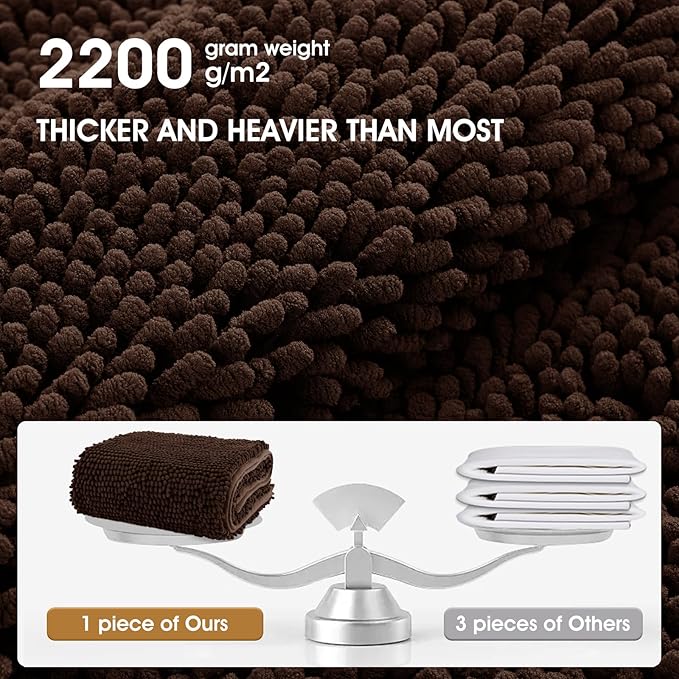 IM HOME Chenille Absorbent Outdoor Doormat 71" x 25", Washable Muddy Door Mats for Dog Non Slip Indoor Doormat Dog Mat for Muddy Paw Front Inside Doormats for Entryway Brown