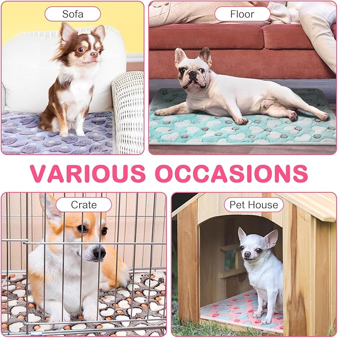 Clysee 4 Pack Self Heating Cat Bed Cat Self Warming Pad with Removable Cover Extra Warm Thermal Pet Pad Washable Pet Crate Mat Anti Slip Kennel for Indoor Outdoor Pets(Heart,16 x 20 Inches)