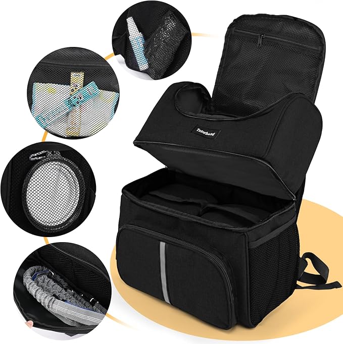 Txinrbaod Dog Travel Bag for Supplies with Food Container Bag Dog Travel Backpack for Hiking Overnight Camping Trip Black