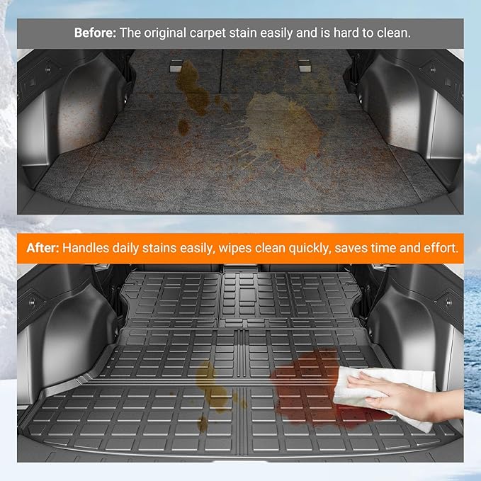 powoq Cargo Mat Compatible with 2019-2024 Subaru Forester Trunk Mat Cargo Liner Back Seat Protector TPE Replacement for 2019-2021 2022 2023 2024 Subaru Forester Accessories (Trunk Mat+Backrest Mats)