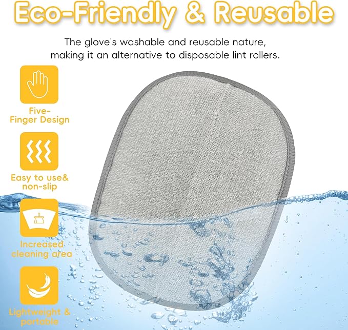 Pet Hair Removal Glove, Five-Finger Magic Brush Electrostatic Mitt 2 PCs, Pet Hair Remover Tool for Dog & Cat, Reusable Pet Hair Gloves Pet Grooming Needs, Fur Remover for Couch & Clothing