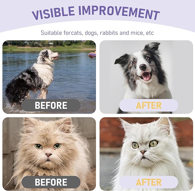 Pet Cleaning Glove Bathing Wipes for Dogs and Cats, Hypoallergenic Deodorizing No-Rinse Grooming Wipes for Paws, Body, and Butt, Perfect for Cat Dry Cleaning, Daily Care and Travel, Lavender, 8 Pcs