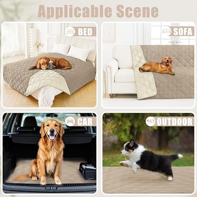 Smiry Waterproof Dog Bed Cover Blanket 40x50, Soft Reversible Pet Blanket, Washable Leakproof Cats Dogs Couch Cover for Sofa, Couch, Furniture, Lattice, Taupe/Beige