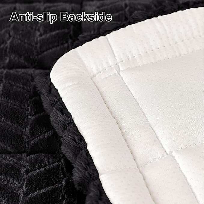 Smiry Non Slip Couch Covers for Dogs, Fuzzy Pet Couch Covers for 3 Cushion Sofa Pet Friendly, Soft Sofa Slipcovers Cushion Furniture Protector Washable (Black, 43" x 82.7")