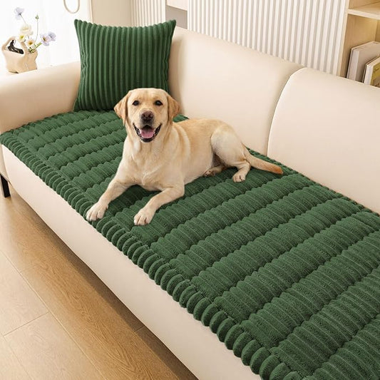 Smiry Couch Cover for Dogs, Non Slip Washable Sofa Protector for Pets, Soft Furniture Cover for Pet, Stylish Sofa Covers, Cozy Protect Against Fur, Dirt & Everyday Messes (Dark Green, 35.4" x 88")