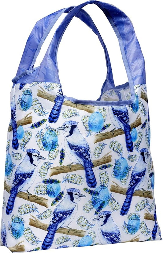 O-WITZ Reusable Grocery Bags | Vibrant Tote Bag For Groceries, Gym, Office, Beach, Toys & More | Washable Design With Large Handles For Maximum Convenience | Folds Into A Small Pouch, Blue Jays