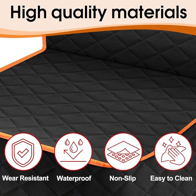 NECKORY 2 Pack Front Dog Seat Cover, Waterproof Car Seat Covers for Dogs Nonslip Scratch-Proof Dog Seat Cover Front Seat Cover for SUV, Trucks & Cars - S, Black/Orange