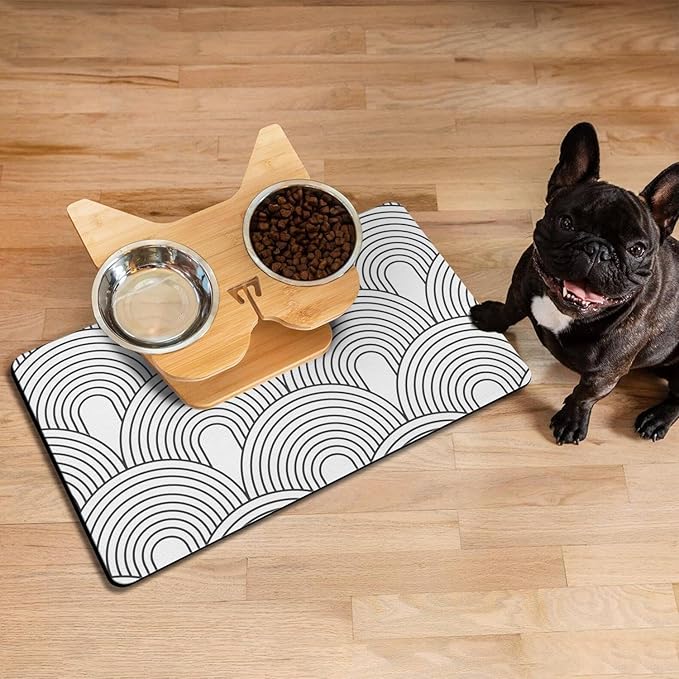 Dog Food Mats for Floors Absorbent, Pet Cat Food Mat - Quick Dry Dog Bowl Mats for Food and Water, Eco-Friendly Boho Pet Supplies 12" x 20"