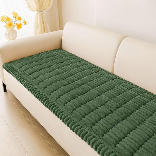 hyha Couch Covers for Dogs Washable, Non Slip Plush Dog Sofa Protectors, Fuzzy Pet Couch Covers for 3 Cushion Sofa Pet Friendly (Dark Green, 27.6" x 59")