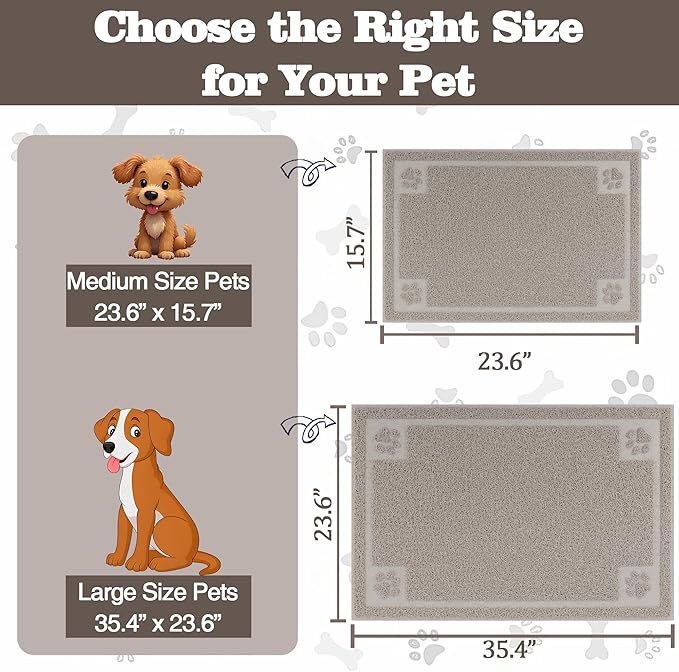 Darkyazi Pet Feeding Mat Large for Dogs and Cats,24"×16" Flexible and Easy to Clean Feeding Mat,Best for Non Slip Waterproof Feeding Mat. (Gray Sand)