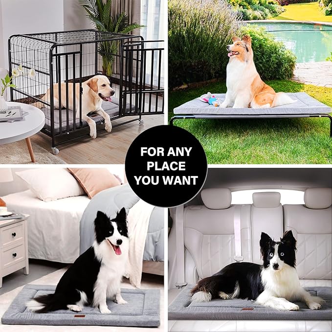 WESTERN HOME Dog Bed for Crate, Small Dog Crate Beds with Soft Wavy Plush Comfortable Anti-Slip Washable Pet Bed Mat for Dogs & Cats, Grey, 24x18x1.2 inches