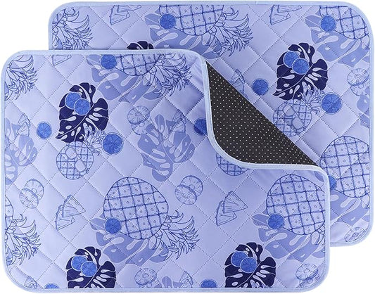 IEUUMLER Washable Pee Pads for Dogs, 2 Pack Non-Slip & Waterproof Pack Whelping Pad, Reusable Washable Puppy Potty Training Pad with Fast Absorbent for Playpen EU007 (Purple Pineapple, 36"X48"-2pcs)