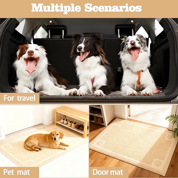 Darkyazi Pet Feeding Mat Large for Dogs and Cats,24"×16" Flexible and Easy to Clean Feeding Mat,Best for Non Slip Waterproof Feeding Mat. (Beige)