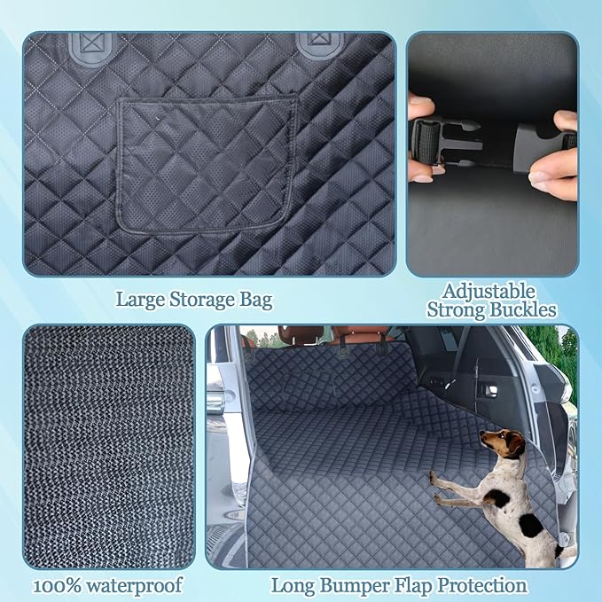 SUV Cargo Liner for Dogs Car Seat Cover Waterproof Non-Slip Car Seat Protector for Dogs Cargo Cover with Bumper Flap Protector for Cars, SUV and Truck, Universal Cargo Mat, 90"x55"