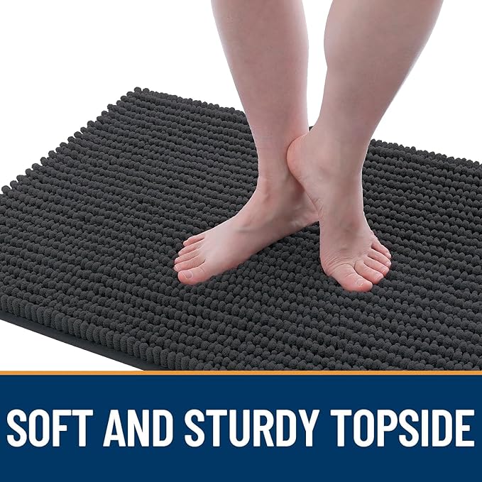 OLANLY Dog Door Mat for Muddy Paws 70x46, Ultra Absorbent Chenille Mud Doormat, Non-Slip Washable and Dirt Trapping Doormat for Indoor Entryway, Quick-Dry Indoor Pet Bed Mats for Dogs, Dark Grey