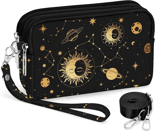 BIAOTIE Wristlet Purses for Women, Nylon Small Crossbody Bags with Adjustable Strap 3 Zipper Wristlet Wallet Phone Organizer