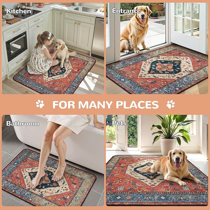 Lahome Extra-Large Washable Dog Pee Pads (72"x72") - Super Absorbent & Waterproof - Leakproof Reusable Mat for Playpens, Beds & Whelping, Convenient Cleanup,Red