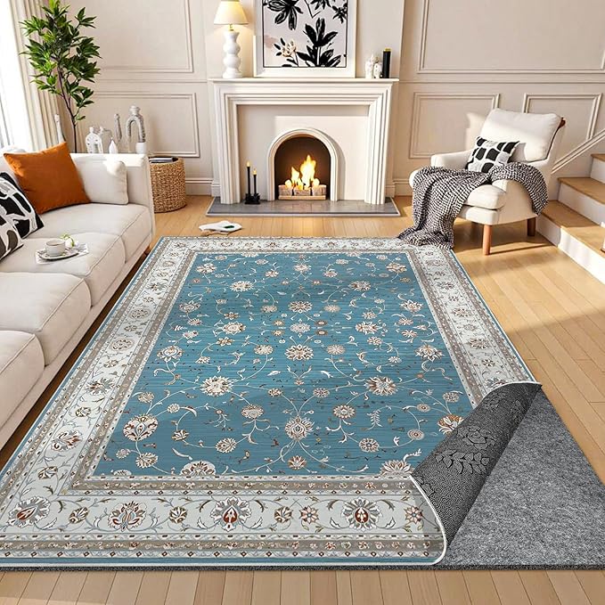 Waterproof Rug Pad, 5x8 ft Under Area Rug Carpet Pad, Non Slip Felt Rug Pads for Hardwood Floors, Keep Carpets in Place Soft and Prevent Rug from Wrinkling or Buckling