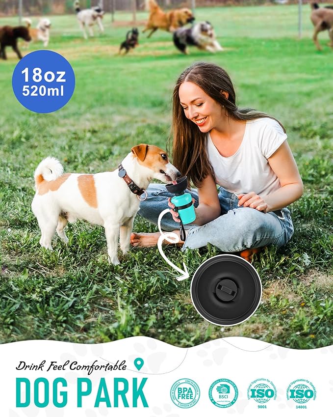 lesotc Dog Water Bottle, Portable Water Dispenser with Bowl, Leak Proof Pet Travel Squeeze Bottle, Puppy Essentials Dog Stuff Accessories for Outdoor Walking, Hiking, Camping