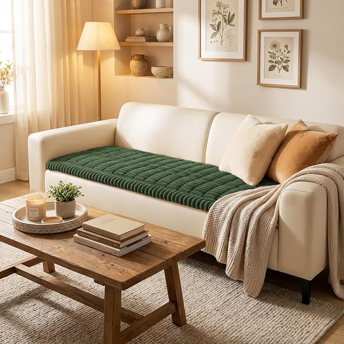 Smiry Couch Cover for Dogs, Non Slip Washable Sofa Protector for Pets, Soft Furniture Cover for Pet, Stylish Sofa Covers, Cozy Protect Against Fur, Dirt & Everyday Messes (Dark Green, 35.4" x 63")