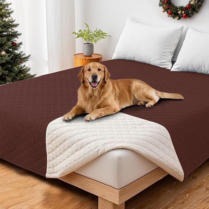CYCMACO Waterproof Couch Covers for Pets, Waterproof Dog Bed Cover, Anti-Slip Soft Dog Blankets, Couch Cover for Dogs Washable, Pet Blanket for Puppy Large Dogs Cat (82x82 Inch, Coffee)