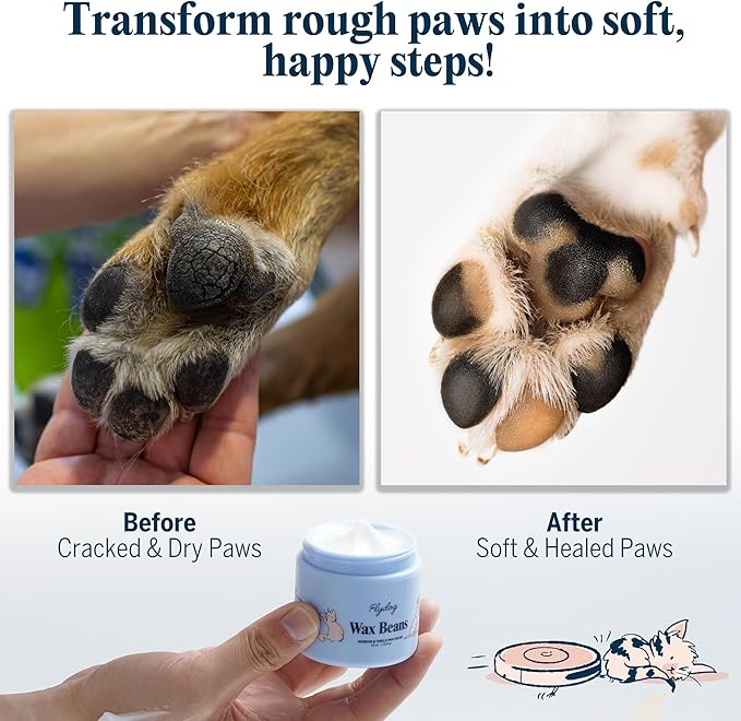 Flydog Lick-Safe Dog Paw & Nose Balm - All-Natural Wax Beans Fragrance-Free Dog Paw Cream with Avocado Oil, Not Greasy Pet Moisturizer & Soother for Dry, Cracked Snout & Pads(50ml)