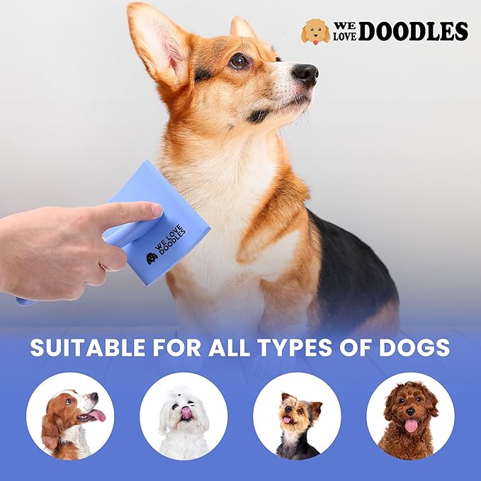 We Love Doodles Pet Dematting Comb and Curved Grooming Slicker Brush Bundle - Deshedding Undercoat Rake, Comb for Detangling Thinning and Shedding, Slicker Brush for All Hair Types