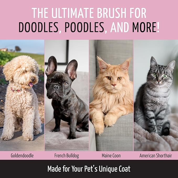 Tauro Pro Line Slicker Dog Brush for Shedding - Detangler for Dense & Long Hair - Dematting Pet Slicker Brush for Dogs & Cat, Doodle Grooming, Non-Slip Grip, Soft Pin (Size S - Pink)